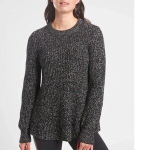 Athleta Sierra Wool Crew Sweater (Black/White) L